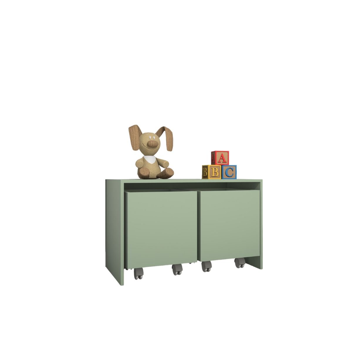 Baú Organizadora Caixa Para Brinquedos Mesa Infantil -MDF Verde Jade - 3