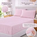 Ver imagem 2 de Jogo de Cama Lençol Egipicio Queen 3 Peças Micropercal 600 Fios Macio Rosa Casa Show Enxovais
