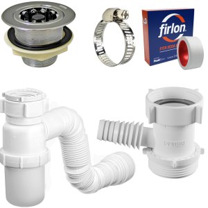 Adaptador para Máquina de Lavar Louça + Válvula Americana + Sifão Copo Universal + Abraçadeira 1" +