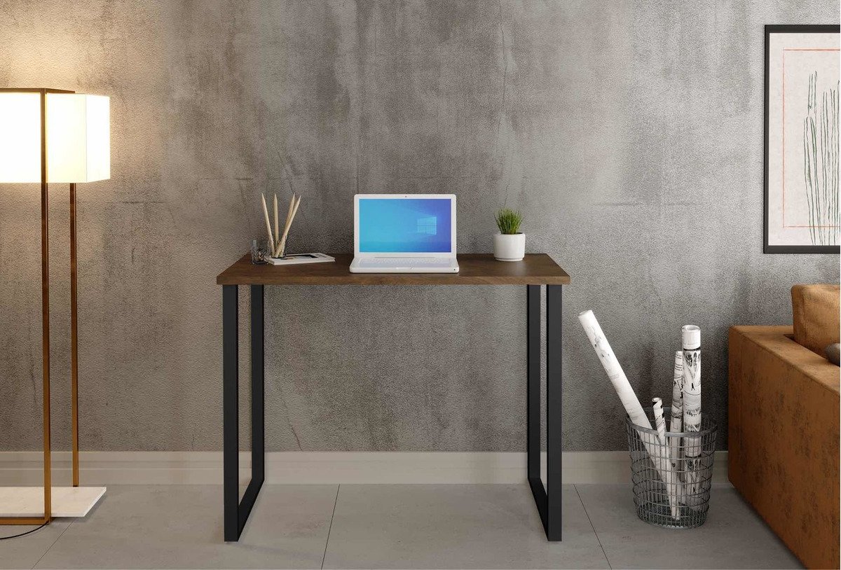 Mesa para Estudo Escritório Office e Decorativo 0,76 Cm:preto/imbuia - 3