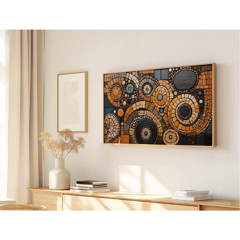 Quadro Decorativo N°19 105x60cm - Panorâmico Mosaico - Terroso - Madeira Clara - Rollflex