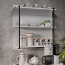 Ver imagem 2 de Prateleira Industrial Tripla Cozinha Suspenso de Parede Emi 70,5cm Branco M12 - D'Rossi