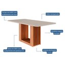 Ver imagem 2 de Mesa de Sala Jantar Ariela + Tampo em Mdf e Vidro Temperado Bordas Arredondadas 180cm Cinamomo/off