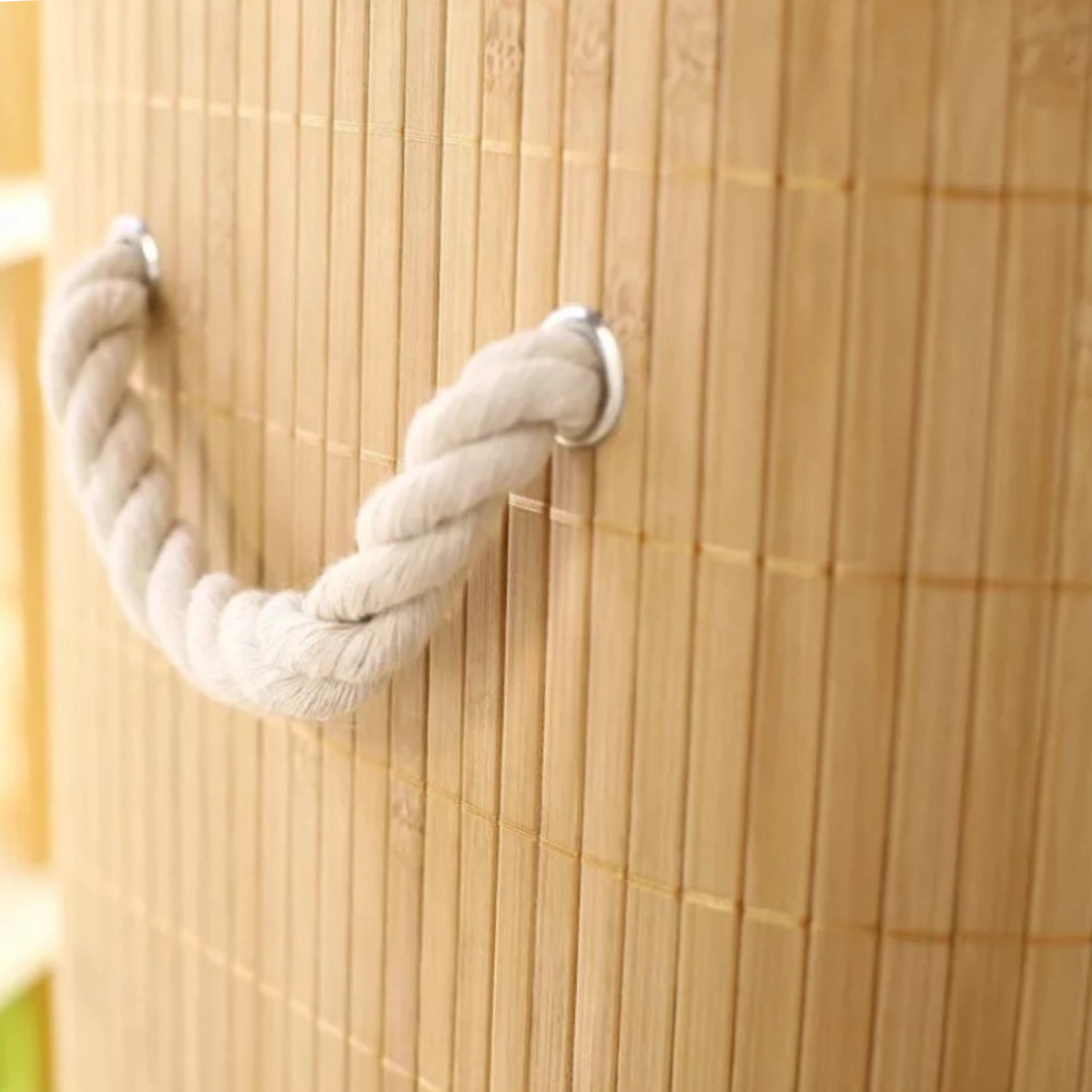 Kit Cestos de Fibra Natural Bambu com Forro Retangular Cesto Forrado Roupa Suja Organização Banheiro - 8
