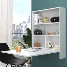 Mesa de Parede Multiuso com Armário Seven Branco - Moville Movelaria - 2