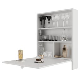 Mesa de Parede Multiuso com Armário Seven Branco - Moville Movelaria - 18