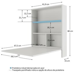 Mesa de Parede Multiuso com Armário Seven Branco - Moville Movelaria - 20