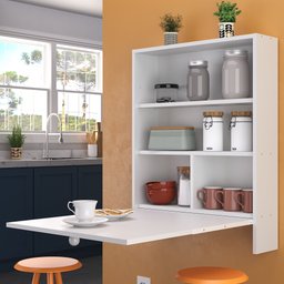 Mesa de Parede Multiuso com Armário Seven Branco - Moville Movelaria - 14