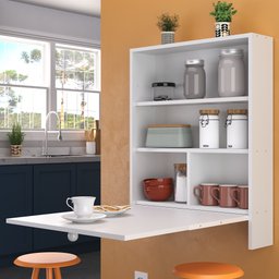 Mesa de Parede Multiuso com Armário Seven Branco - Moville Movelaria - 4