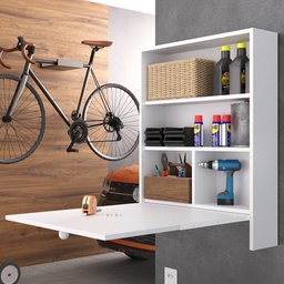 Mesa de Parede Multiuso com Armário Seven Branco - Moville Movelaria - 3