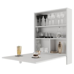 Mesa de Parede Multiuso com Armário Seven Branco - Moville Movelaria - 8