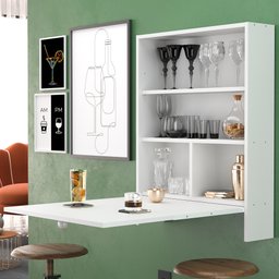 Mesa de Parede Multiuso com Armário Seven Branco - Moville Movelaria - 1