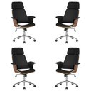 Ver imagem 1 de Kit 4 Cadeira de Escritório Home Office Decorativas Casemiro Pu C/regulagem de Altura Base Giratória
