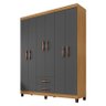 Guarda Roupa Casal Ambiente Modena 6 Portas Carvalho Americano Grafite - Incorplac - 2
