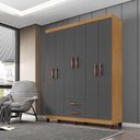 Ver imagem 1 de Guarda Roupa Casal Ambiente Modena 6 Portas Carvalho Americano Grafite - Incorplac