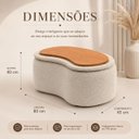 Ver imagem 4 de Puff Baú Formato Feijão em Bouclê Orgânico com Tampo Reversível Mesa ou Assento Bege Lh Móveis