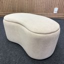 Ver imagem 6 de Puff Baú Formato Feijão em Bouclê Orgânico com Tampo Reversível Mesa ou Assento Bege Lh Móveis