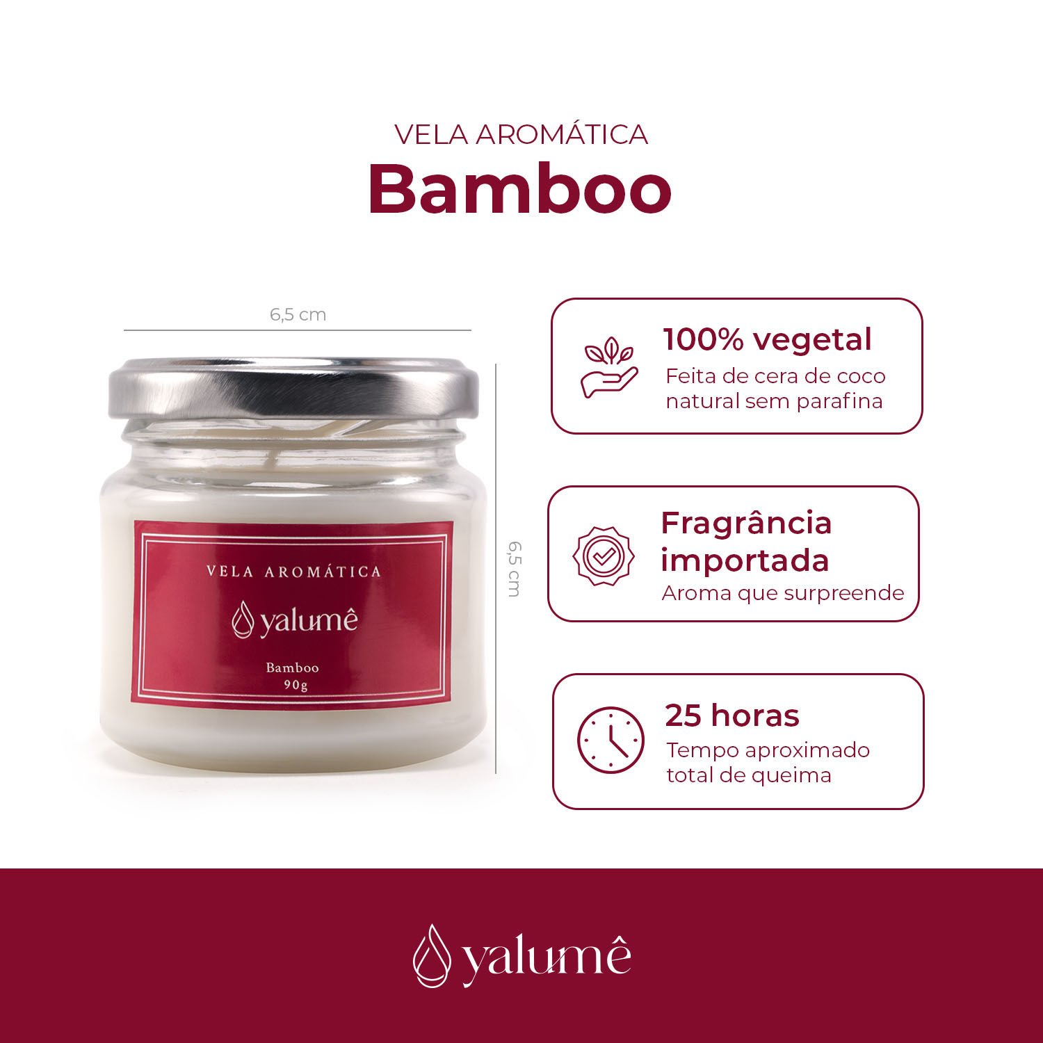 Vela Aromática Bamboo 25 Horas (90g) - Yalumê - Vela Perfumada sem Parafina com Fragrância Importada - 2