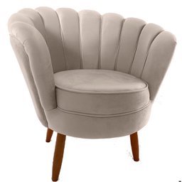 Poltrona Cadeira Decorativa Pétala Floral Pés Palito de Madeira, Sala Esmaltaria Salão Escritório - 1