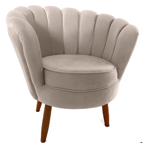 Poltrona Cadeira Decorativa Pétala Floral Pés Palito de Madeira, Sala Esmaltaria Salão Escritório