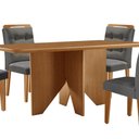 Ver imagem 2 de Mesa Evora 120 Mdf com 4 Cadeiras Carol Linho Grafite-naturalle-naturalle