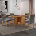 Ver imagem 1 de Mesa Evora 120 Mdf com 4 Cadeiras Carol Linho Grafite-naturalle-naturalle