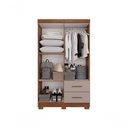 Ver imagem 2 de Guarda-roupa Solteiro 4 Portas 2 Gavetas Estrela Premium com Espelho Salleto Cinamomo/off White