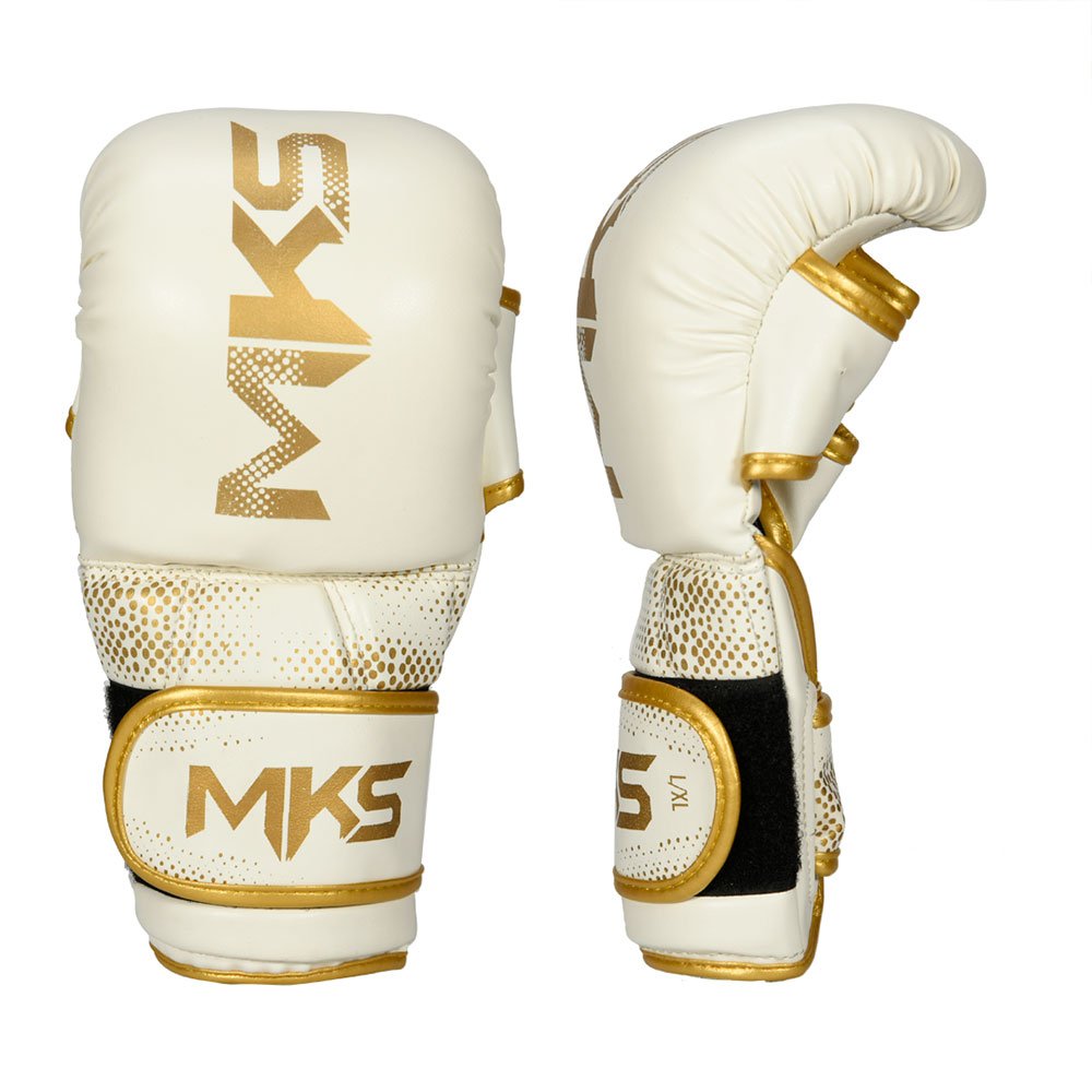 Luva de MMA Sparring MKS Combat Gold Line - Branco e Dourado - P/M - 4