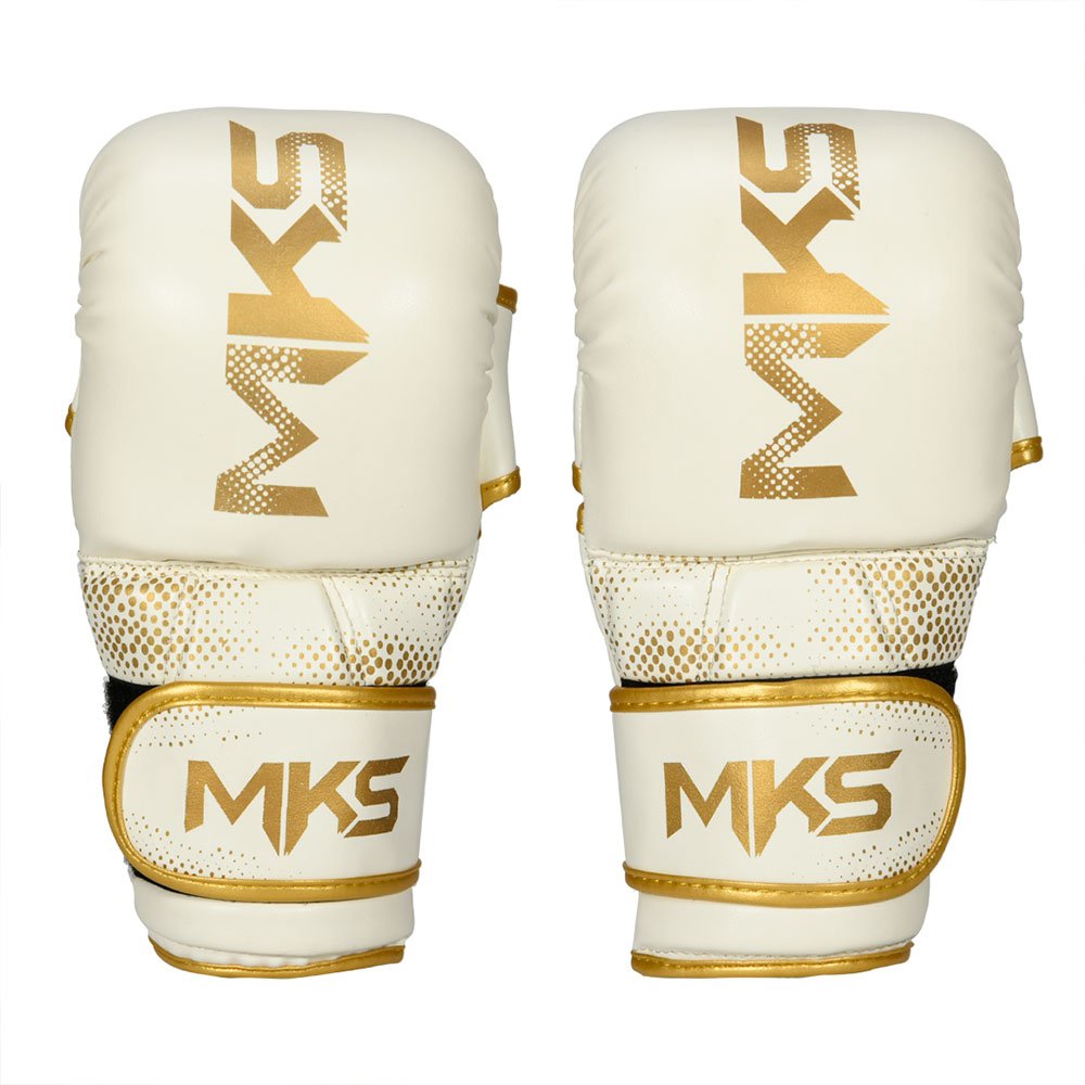 Luva de MMA Sparring MKS Combat Gold Line - Branco e Dourado - P/M