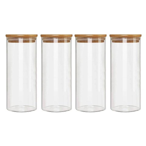 Kit 4 Potes Borossilicato Hermético Tampa Bambu 1800ml Class