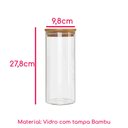 Ver imagem 3 de Kit 4 Potes Borossilicato Hermético Tampa Bambu 1800ml Class