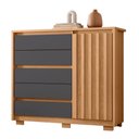 Ver imagem 5 de Guarda Roupa Solteiro Vivacce 04 Portas com Espelho e Cômoda Sapateira Duetto Freijo Titanium - Móve