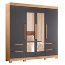 Ver imagem 4 de Guarda Roupa Solteiro Vivacce 04 Portas com Espelho e Cômoda Sapateira Duetto Freijo Titanium - Móve