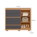 Ver imagem 3 de Guarda Roupa Solteiro Vivacce 04 Portas com Espelho e Cômoda Sapateira Duetto Freijo Titanium - Móve