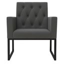 Ver imagem 3 de Kit 2 Poltronas para Recepção Thais com Base de Ferro Preto Resistente Cinza