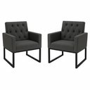 Ver imagem 2 de Kit 2 Poltronas para Recepção Thais com Base de Ferro Preto Resistente Cinza