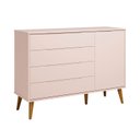 Ver imagem 2 de Comoda Sapateira Elfe Retro 1 Porta 4 Gavetas Rosa Fosco - Moveisaqui