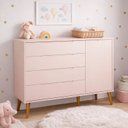 Ver imagem 1 de Comoda Sapateira Elfe Retro 1 Porta 4 Gavetas Rosa Fosco - Moveisaqui