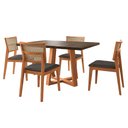 Ver imagem 1 de Mesa Jantar Isabela 1,2m Freijó Pés Cerejeira 4 Cadeiras Manuela Design Moderna - Preto Veludo