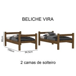 Beliche Solteiro Reforçada com Colchão que Vira Duas Camas Castanho Letícia - 5