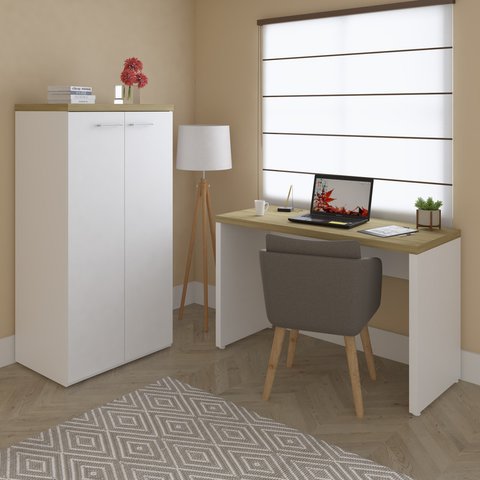 Conjunto Escritório Home: Escrivaninha 6095 + Armário 6094