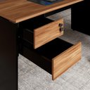 Ver imagem 5 de Mesa Escritório 160cm X 70cm Pé Painel Gaveteiro 2 Gav. F5 Cor:nogal com Preto