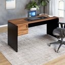 Ver imagem 1 de Mesa Escritório 160cm X 70cm Pé Painel Gaveteiro 2 Gav. F5 Cor:nogal com Preto