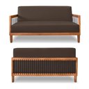 Ver mais imagens de Conjunto Poltrona e Namoradeira Sala de Estar Pés Madeira Maciça Corda Náutica Preta 160cm Manila Pu