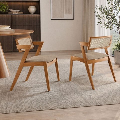 Kit 2 Cadeiras Maciça com Telinha Braço Oslo Luxo Imperial