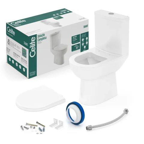 Kit Vaso Sanitário com Caixa Acoplada e Assento Polipropileno Soft Close Smart Celite