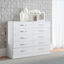 Ver imagem 1 de Cômoda para Quarto Casal para Quarto 117 x 92 Cm 10 Gavetas MDP Branco 3017