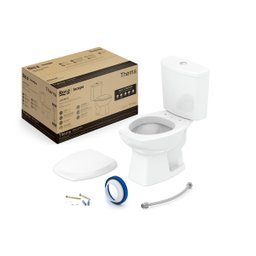 Kit de Bacia com Caixa Assento PP com Queda Amortecida e Complementos de Instalação Thema Roca I Incepa - 2