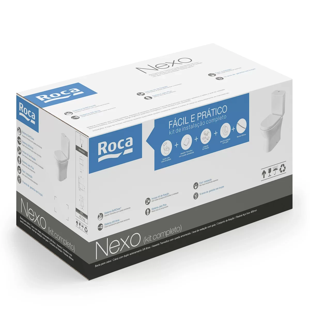 Kit Vaso Sanitário com Caixa Acoplada e Assento Soft Close Nexo Roca - 7