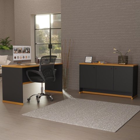 Conjunto Escritório Office Mesa e Buffet Berlin Vianossa